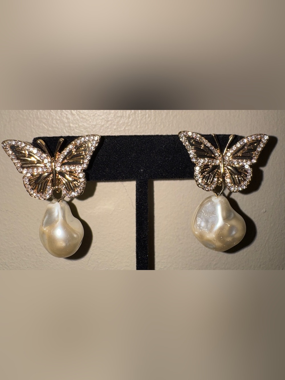Baublebar Gold Pearl Drop Butterfly Earrings